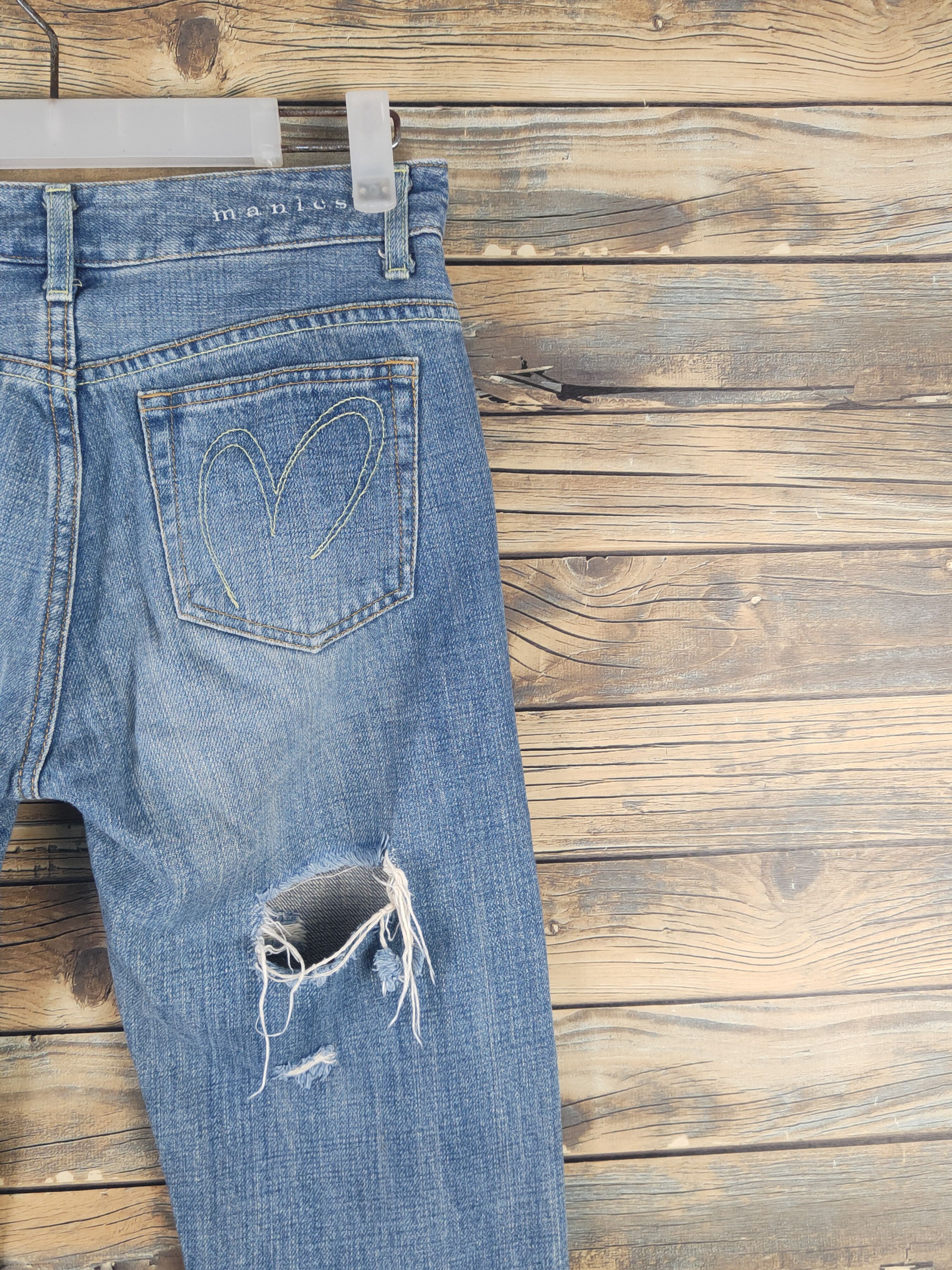 Japanese Brand D Manics made in japan Blue Distressed Ripped Jeans#W1615 Size US 27 - 11 Thumbnail