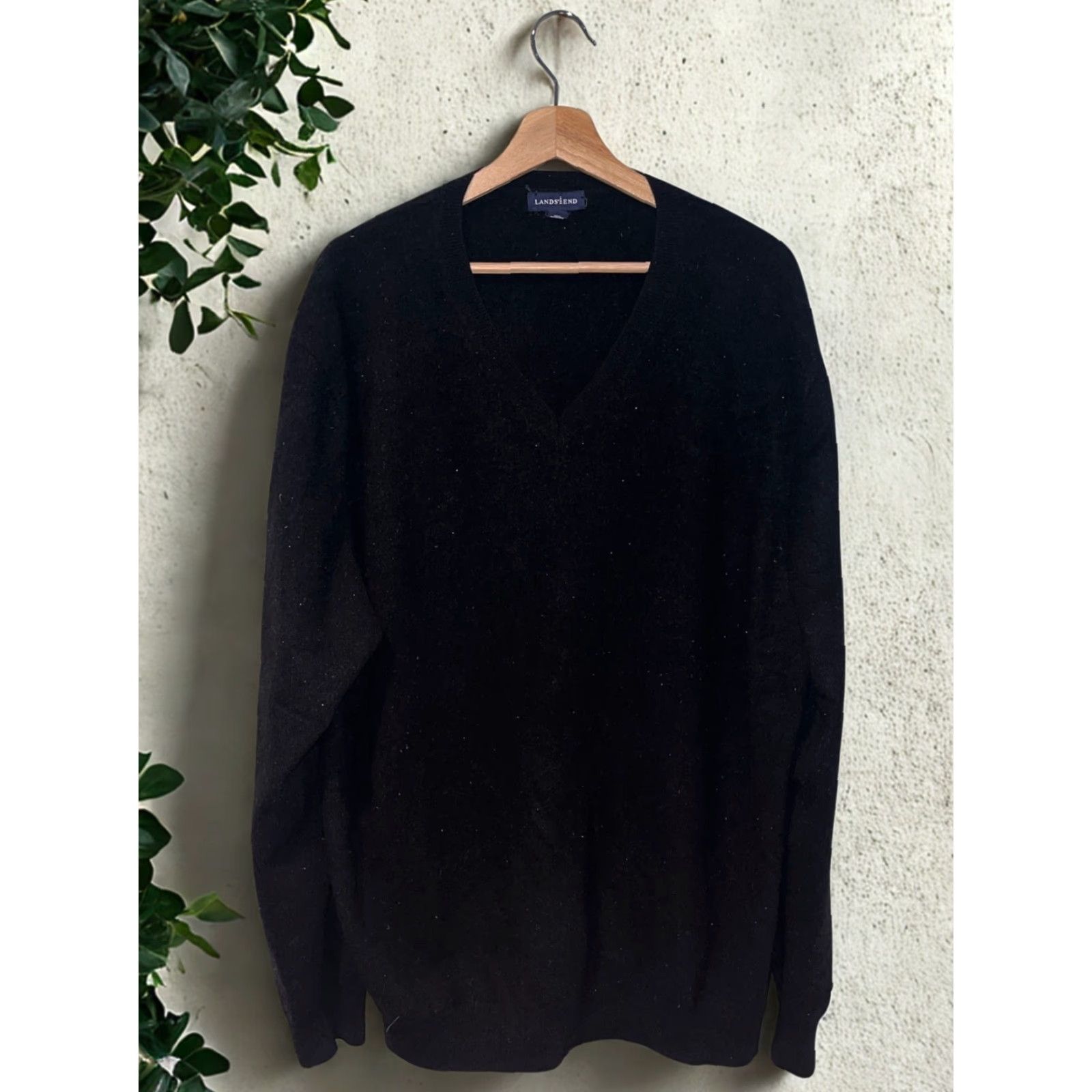 Lands' End Lands' End 100% Cashmere V-Neck Sweater Black 2XL Tall Mens Pullover Long Sleeve Size US XXL / EU 58 / 5 - 2 Thumbnail