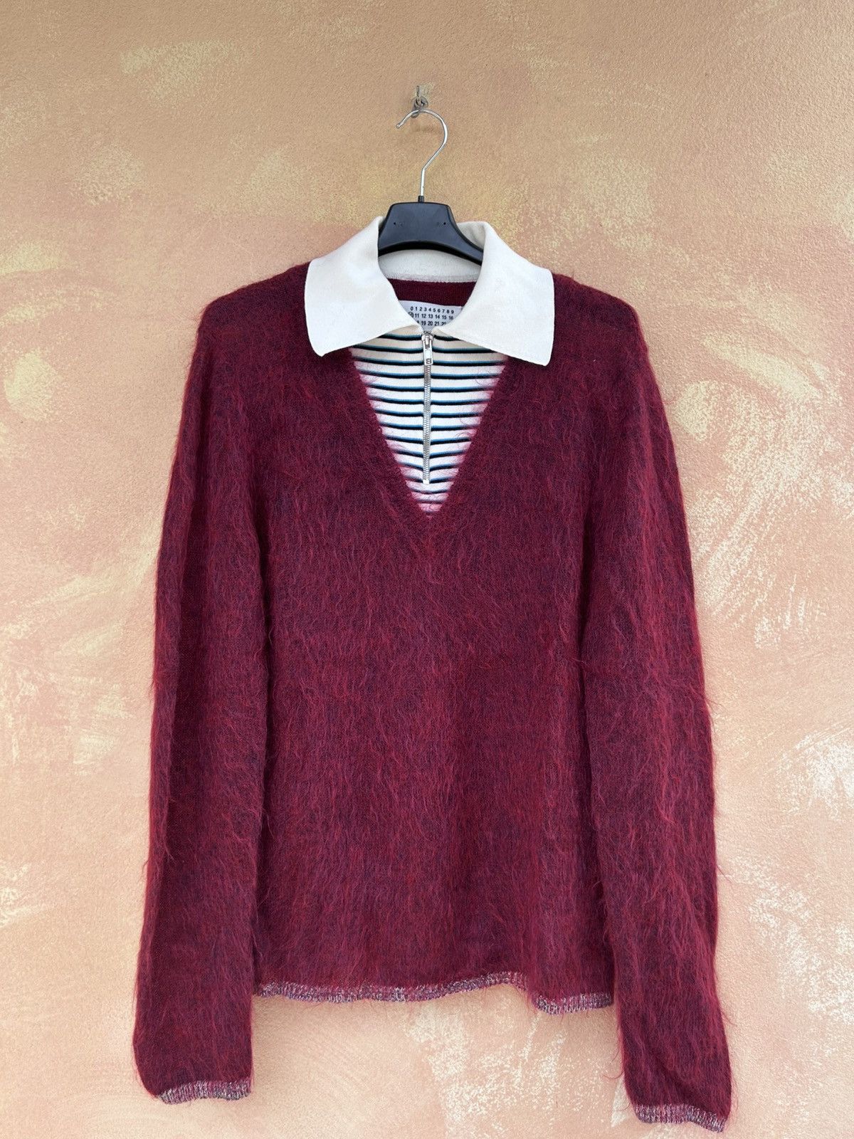 Maison Margiela RED wool stripe zip sweater knit for Men S rick owens NEW Size US S / EU 44-46 / 1 - 2 Thumbnail