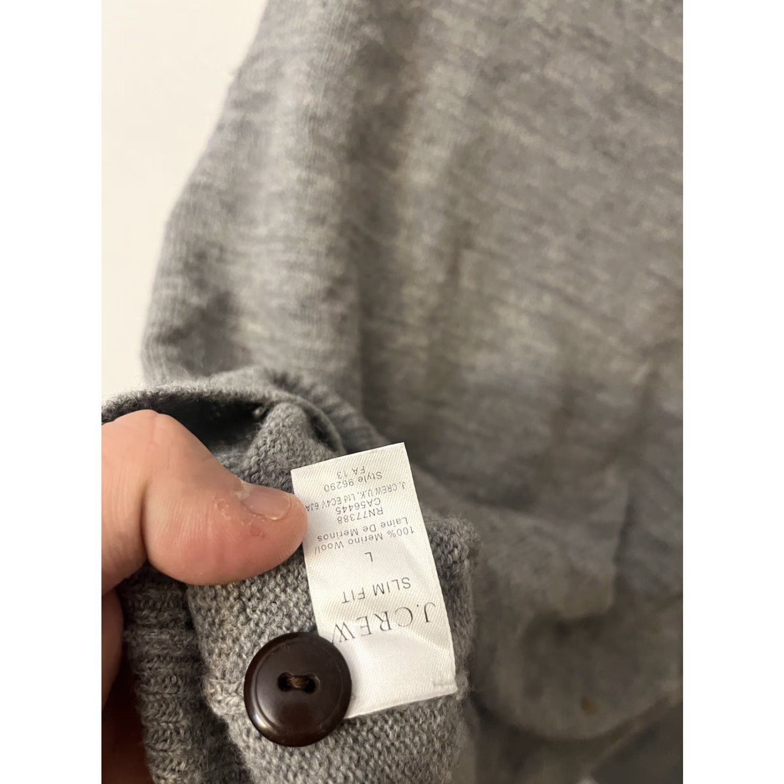 J.Crew J.CREW Cardigan Sweater Slim Fit Mens L V-Neck Gray Merino Wool Elbow Patches Size US L / EU 52-54 / 3 - 4 Thumbnail