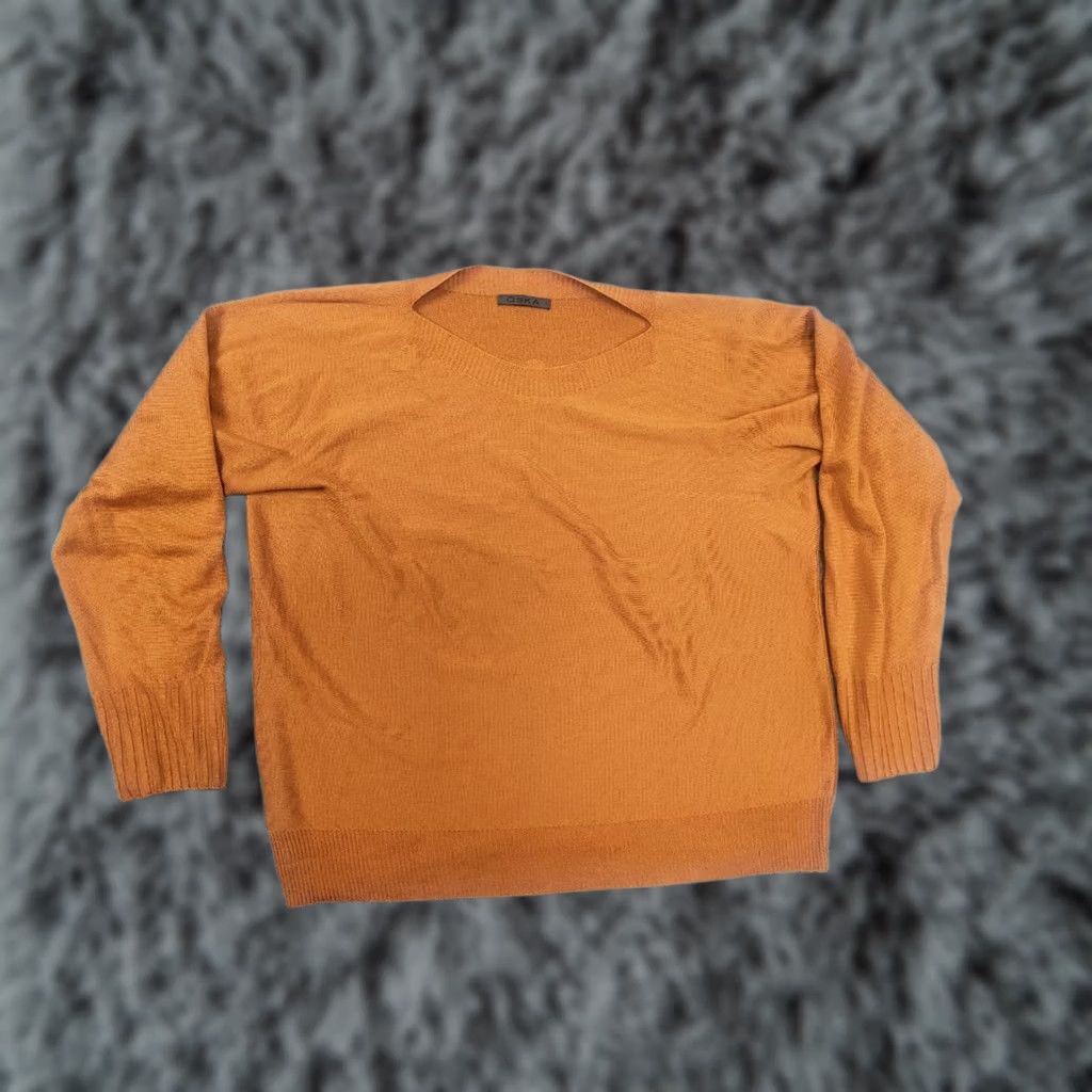 Vintage VINTAGE Oska German Design Light loose-fitting orange fabric blend minimalistic sweater Size M / US 6-8 / IT 42-44 - 1 Thumbnail