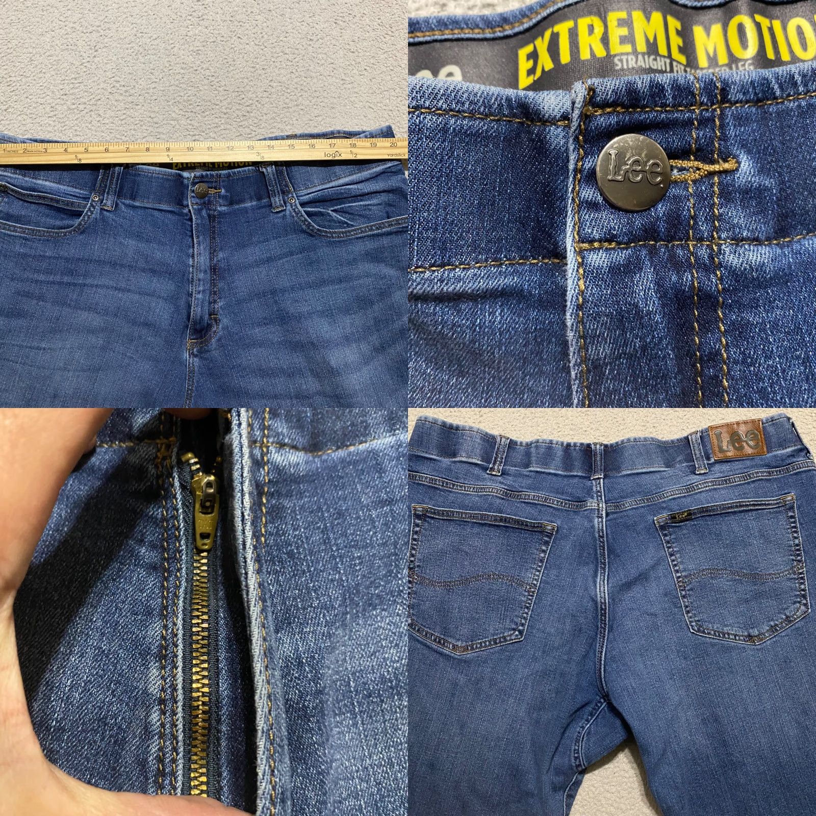 Lee Lee Jeans Mens Straight Jeans 44x30 Blue Denim Extreme Motion Mid Rise Size US 44 / EU 60 - 8 Thumbnail