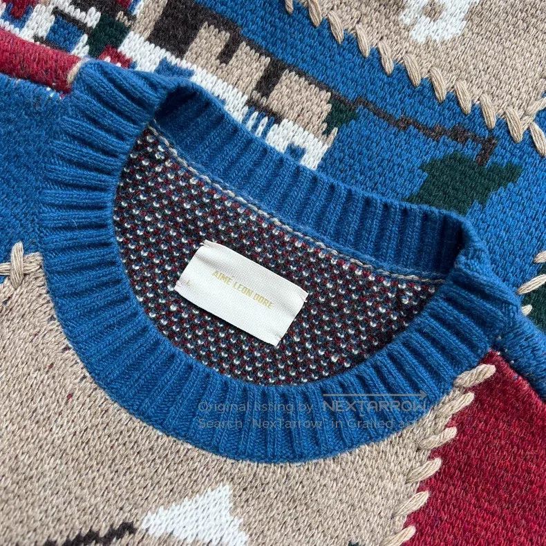 Aime Leon Dore Aime Leon Dore Rustic Patchwork Jacquard Crewneck Sweater Size US L / EU 52-54 / 3 - 4 Thumbnail