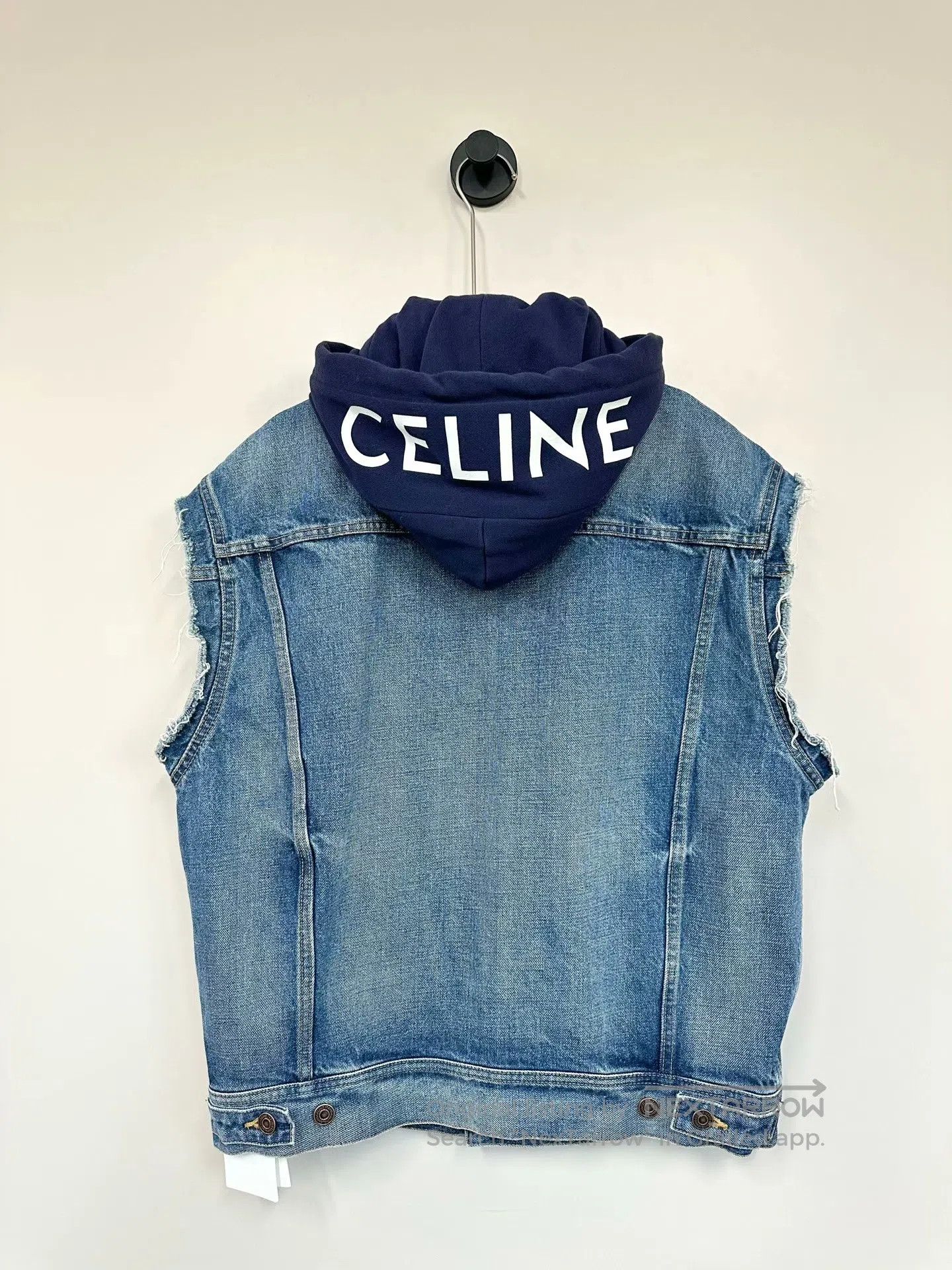 Celine CELINE Blue Letter Logo Hooded Denim Vest| Size US M / EU 48-50 / 2 - 2 Thumbnail