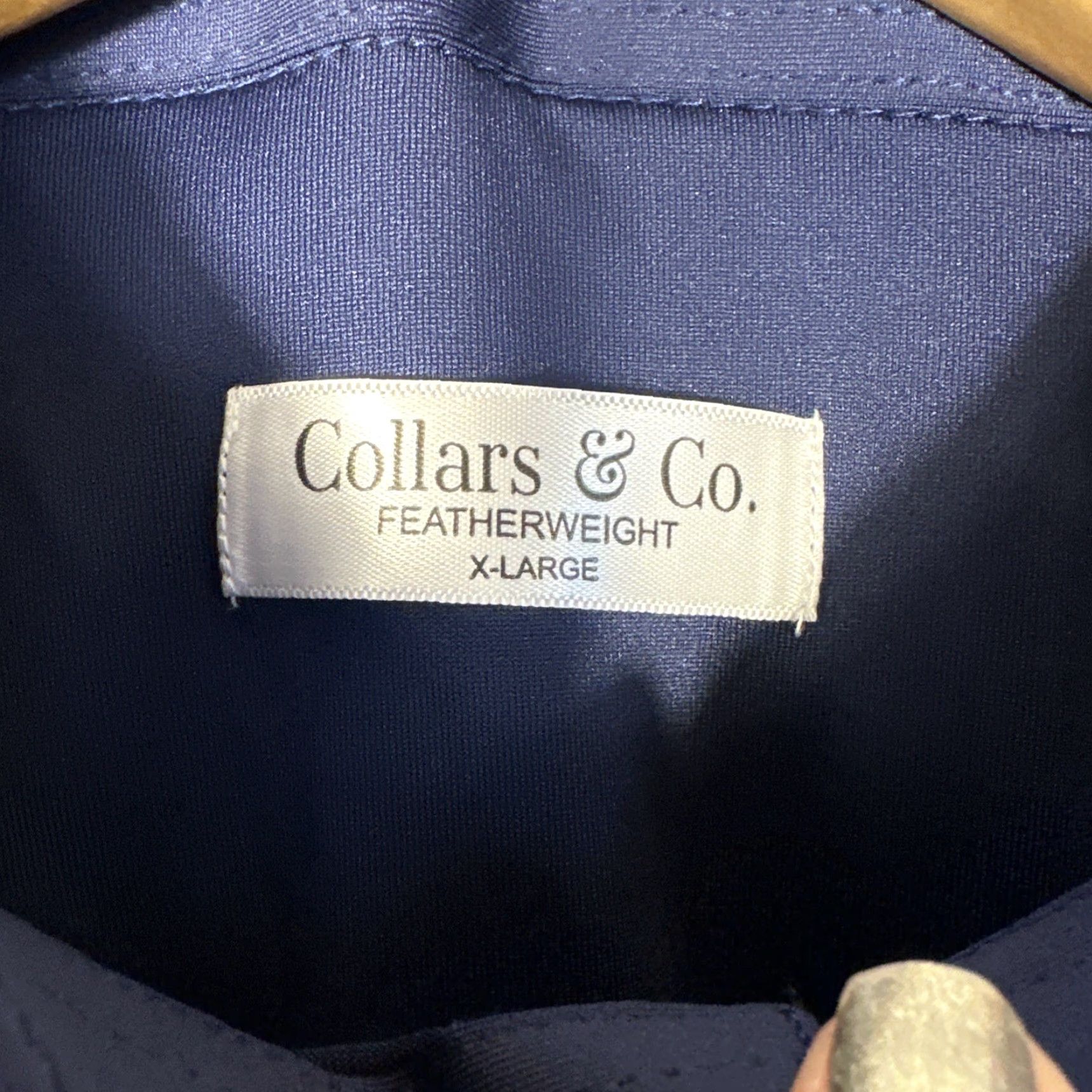 CO VINTAGE Collars & Co Polo Dress Collar Featherweight Mens XL Blue Solid Stretch NWOT Size US XL / EU 56 / 4 - 3 Thumbnail