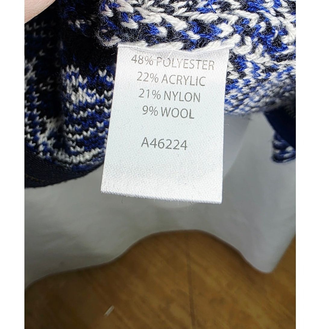 Other Zipper Front Blue & Black Floral Fair Isle Cardigan Sweater Size L / US 10 / IT 46 - 10 Thumbnail
