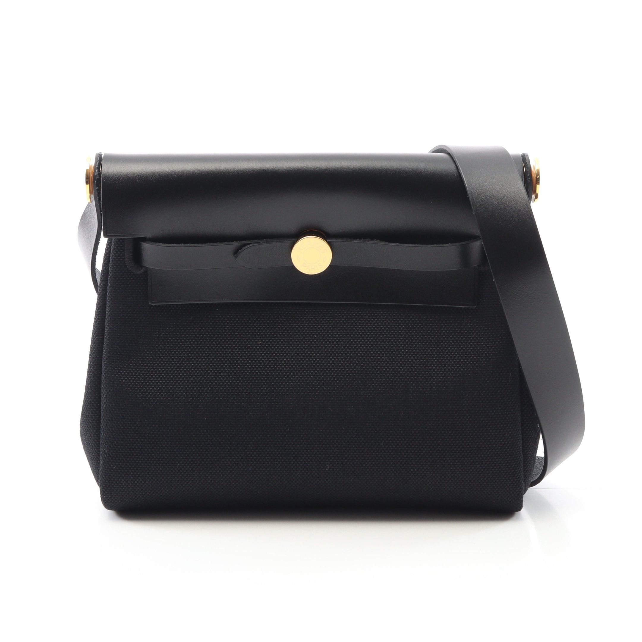 Hermes Hermes Airbag Zip Mini Clutch Bag Toile Military Vache Hunter Black Gold Hardware K Stamp Size ONE SIZE - 1 Thumbnail