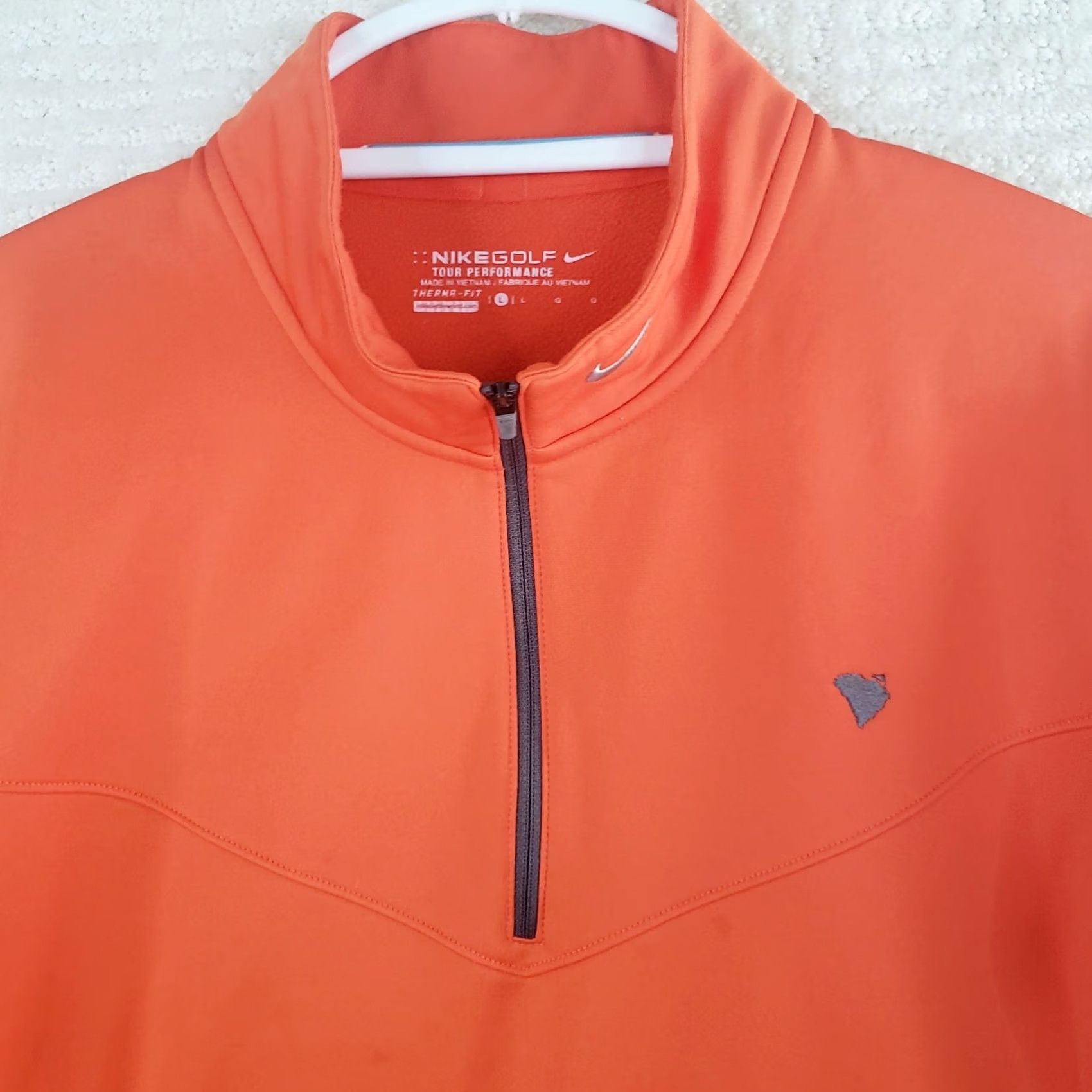 Nike Nike Golf Mens M Orange Tour Performance Therma-Fit 1/4 Zip Pullover SC Logo Shirt Size US L / EU 52-54 / 3 - 6 Thumbnail