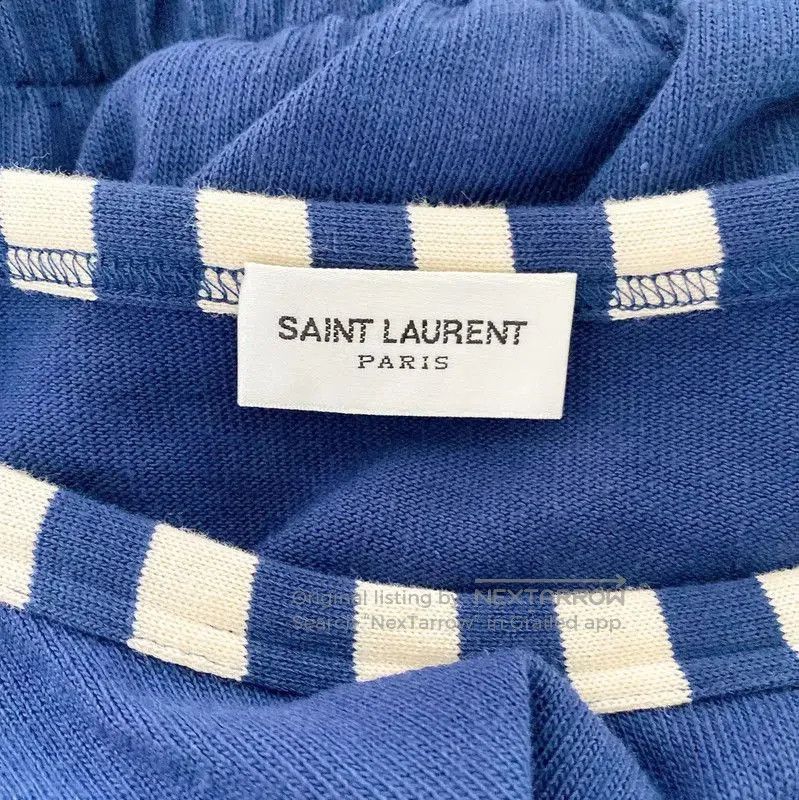 Yves Saint Laurent Saint Laurent Blue Logo Crop T-Shirt . Size XS / US 0-2 / IT 36-38 - 6 Thumbnail