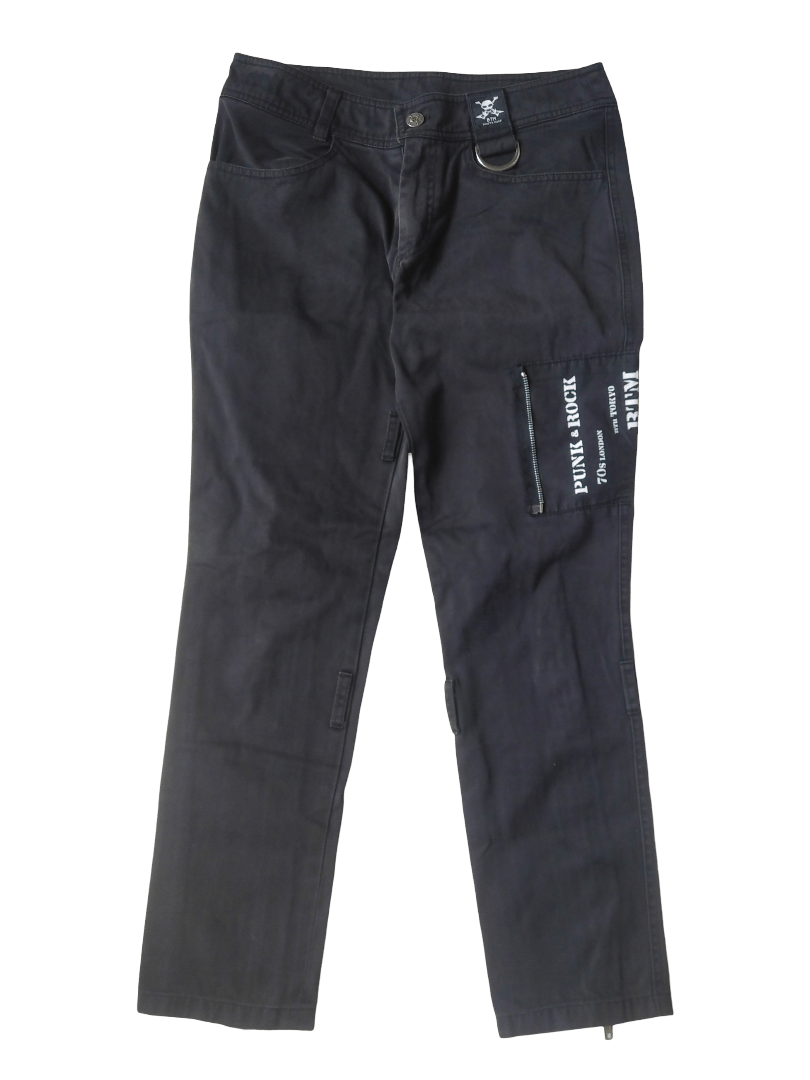 If Six Was Nine BTM Punk & Rock Black Pants – Zipper & Graphic Detail Size US 31 - 1 Thumbnail