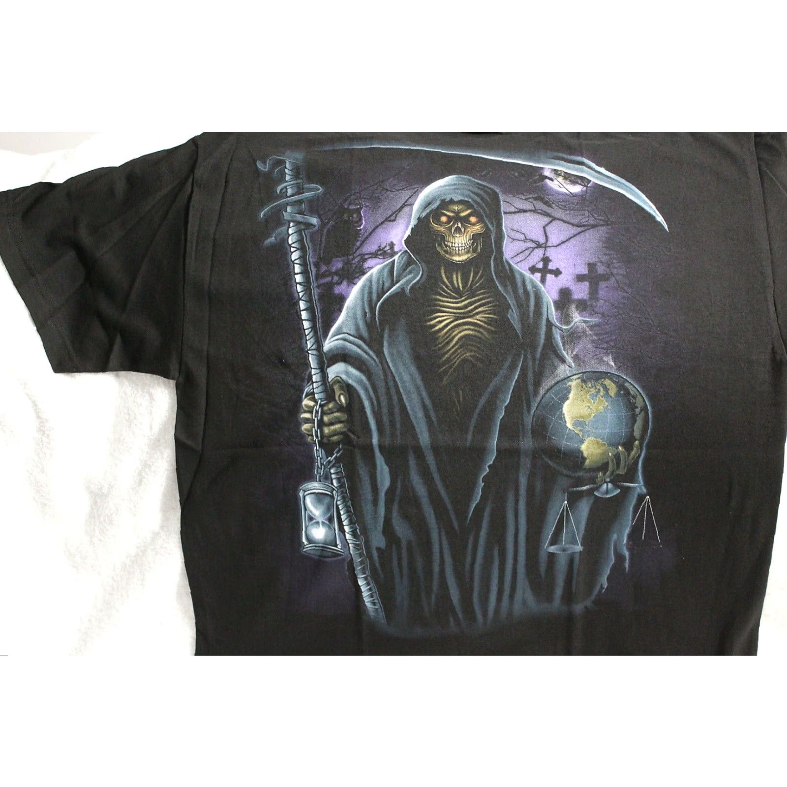 Vintage Grim Reaper Graphic T-Shirt Mens Black Large Size US L / EU 52-54 / 3 - 2 Thumbnail
