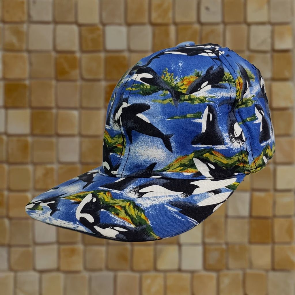 Vintage VINTAGE Infinity Chic Orca Killer Whale USA Made Snapback Hat Baseball Cap Animals Ocean Beach Adjustable Navy Blue Mens Snapback Hat Size ONE SIZE - 1 Thumbnail