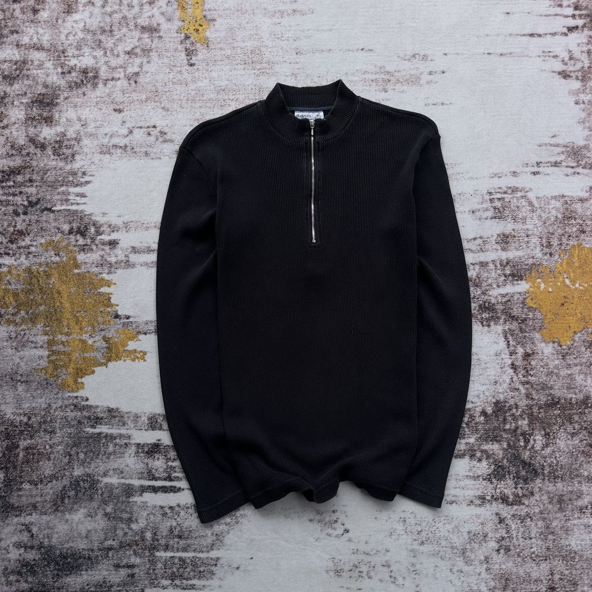 Japanese Brand AGNES B HOMME PARIS ZIP MOCK NECK LONG SLEEVE BLACK Size XS / US 0-2 / IT 36-38 - 1 Thumbnail