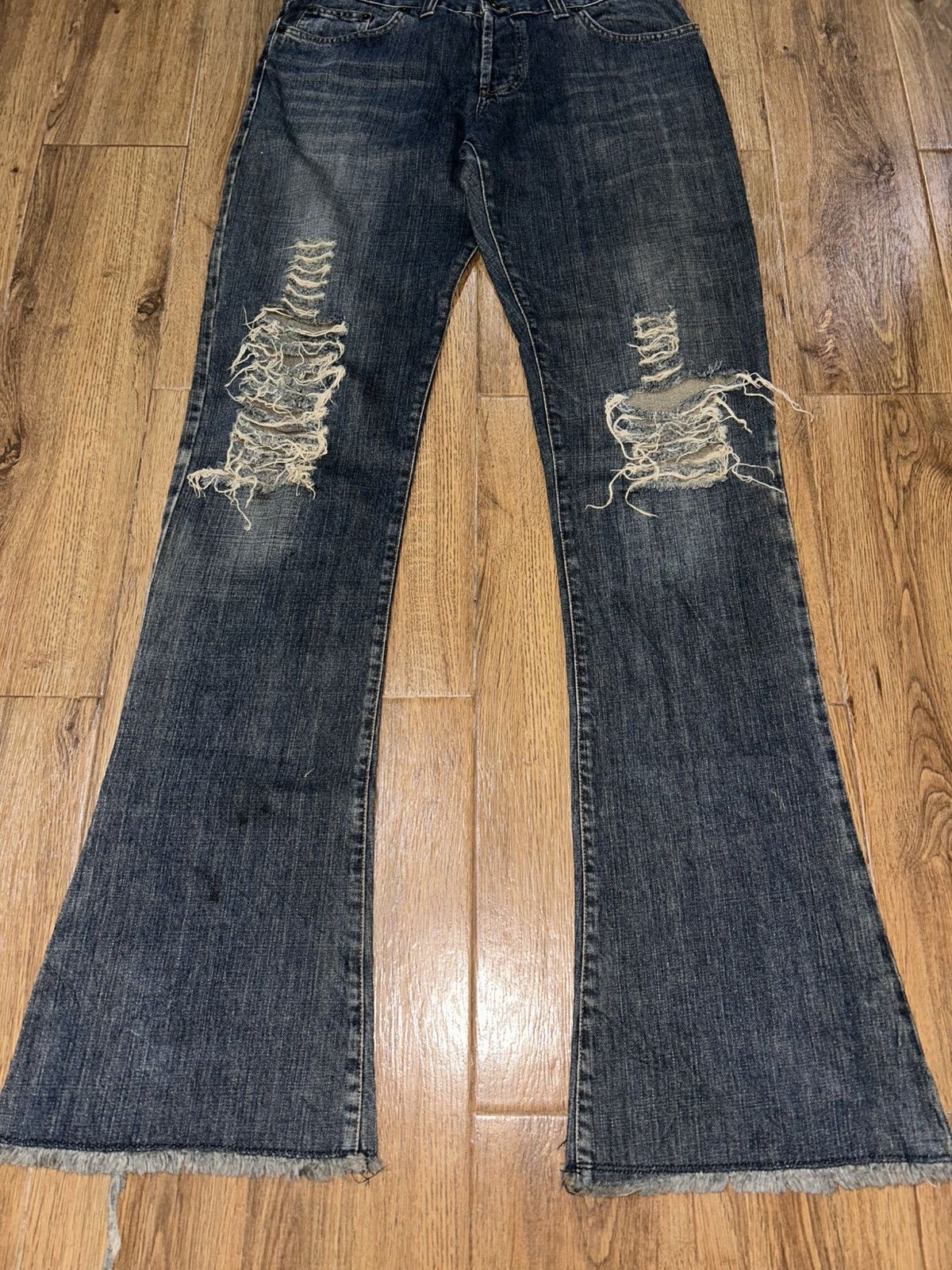 Tornado Mart Dolce & Gabbana D&G Distressed Flared Denim Jeans Size 34" / US 12 / IT 48 - 3 Thumbnail