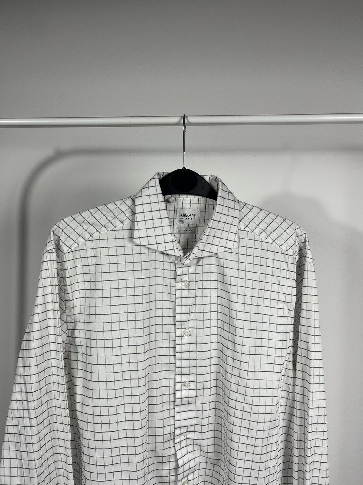 Armani Collezioni Armani Collezioni Luxury Shirt 39/15.5 Grid Check Cotton Size US M / EU 48-50 / 2 - 2 Thumbnail