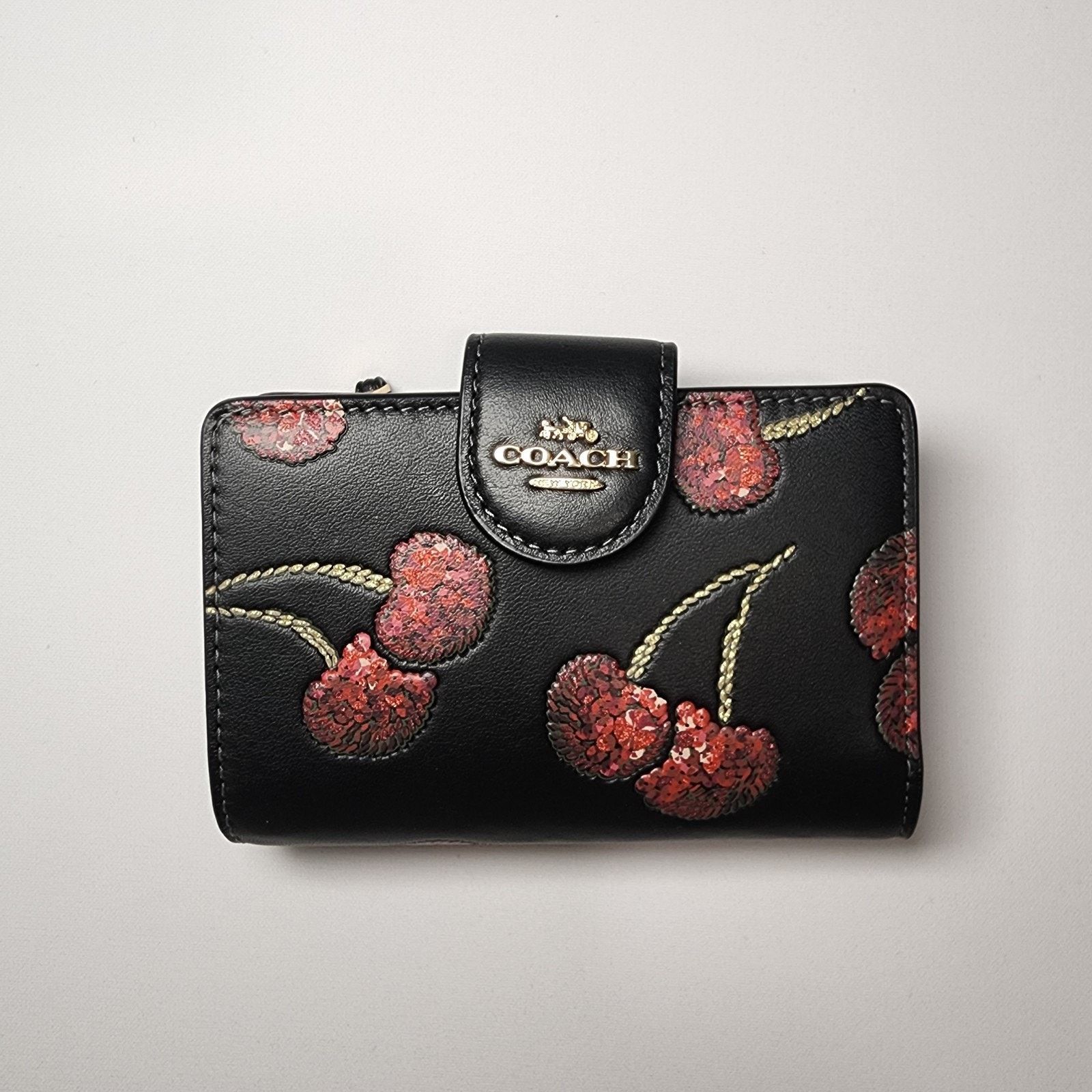 Coach Coach CDF10 Medium Corner Zip Wallet Cherry Print Gold/Black Size ONE SIZE - 2 Thumbnail