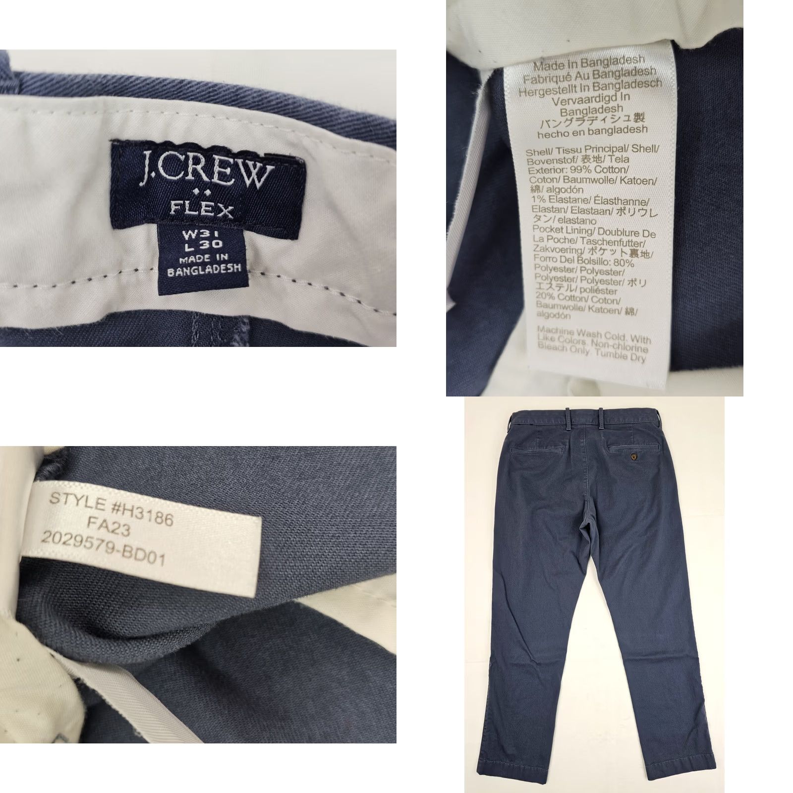 J.Crew J.Crew Flex Pants Men 31x30 Fits 31x28 Steel Blue Chino Straight Stretch Twill Size US 31 - 8 Thumbnail