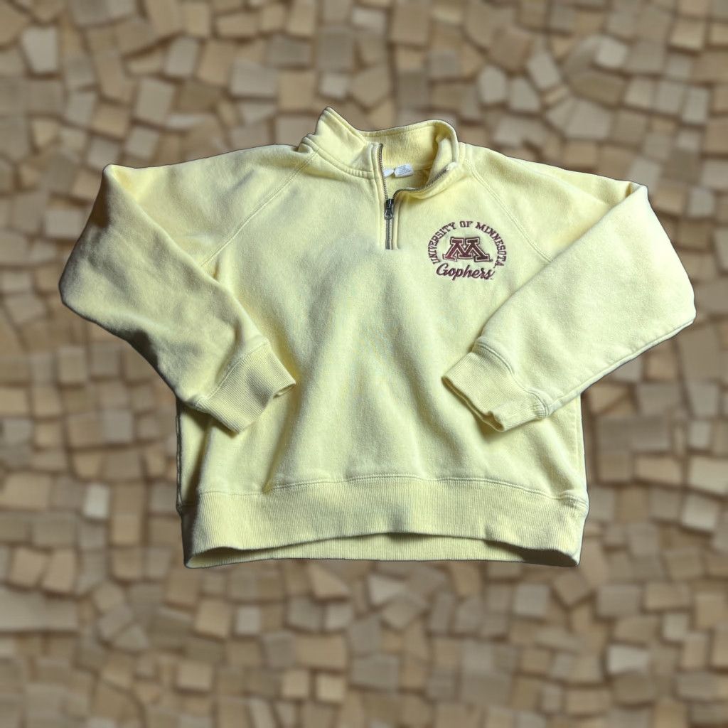 Vintage BLUE 84 Sweater Women’s Size Small Yellow Cropped 1/4 Zip NCAA Gophers UM Shirt Pullover Size S / US 4 / IT 40 - 1 Thumbnail