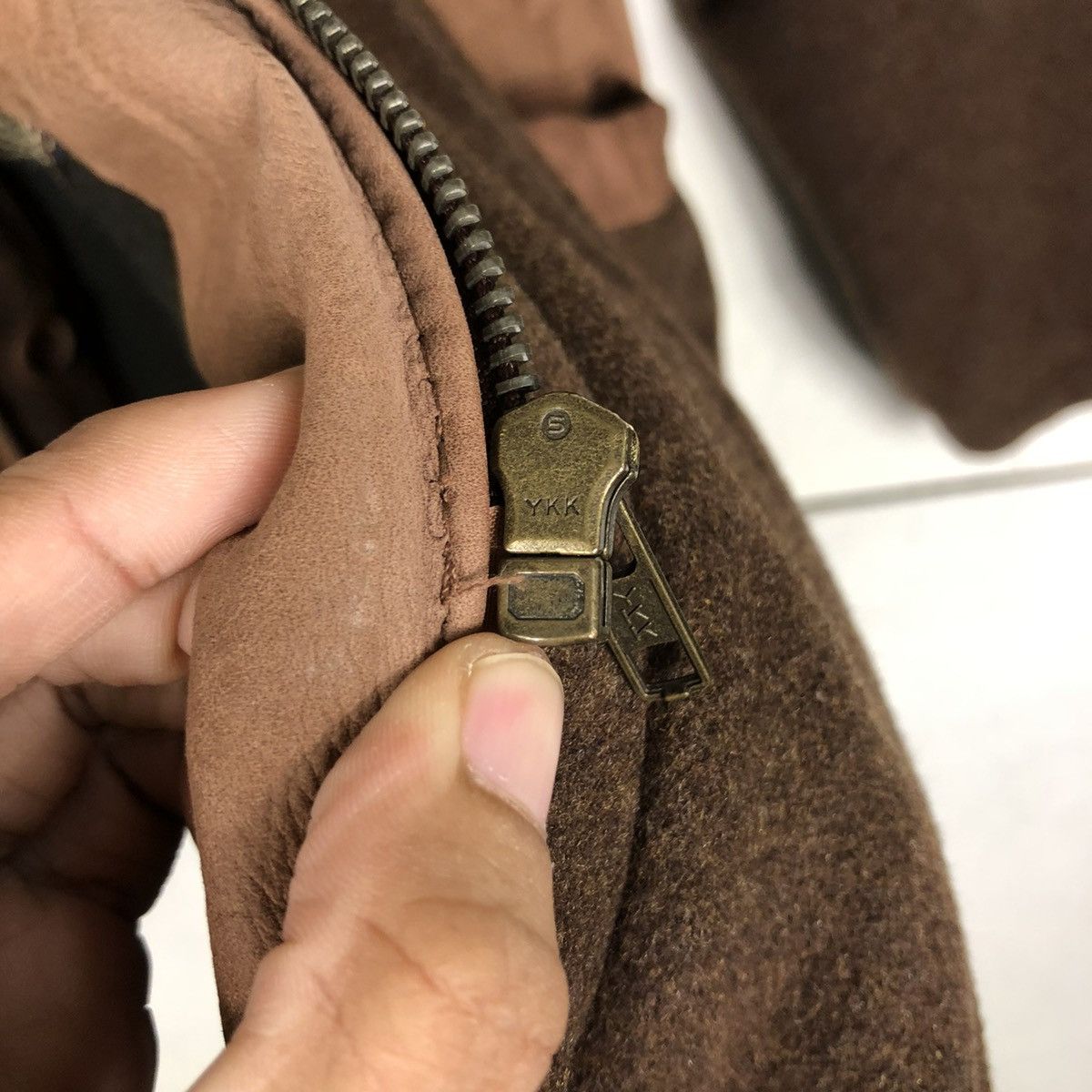 Vintage 📌 WOOL CHORE LEATHER COLLAR JACKET BLUE EFORST ISSEY MIYAKE Size US M / EU 48-50 / 2 - 18 Thumbnail