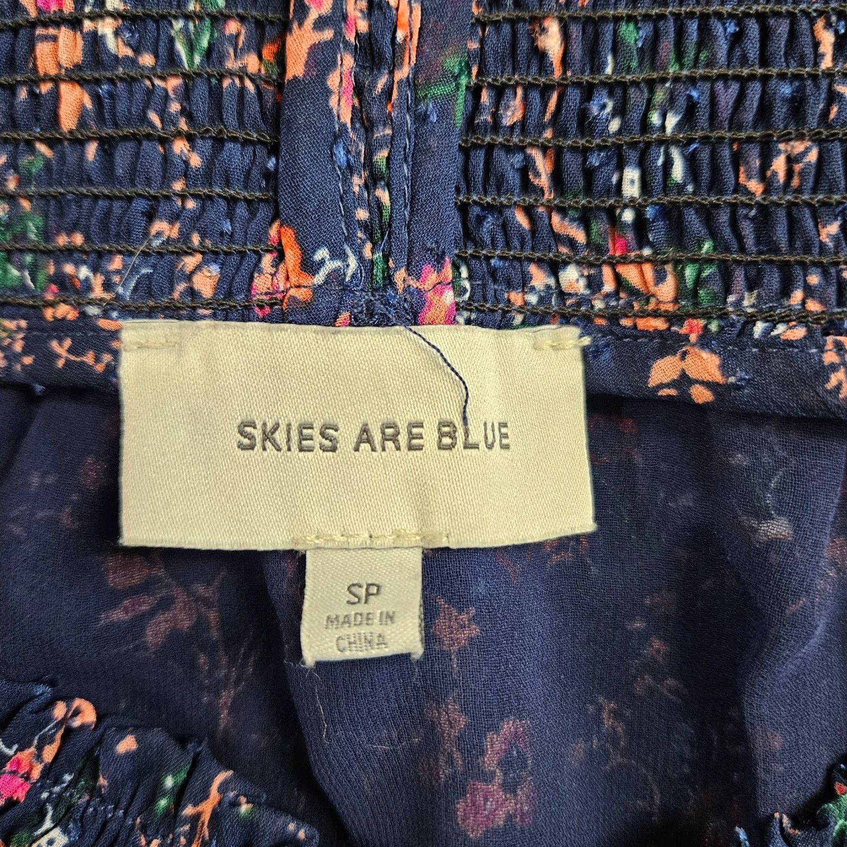Vintage Skies Are Blue Womens Off The Shoulder Top Petite Small Blue Floral 3/4 Sleeve Blouse Size S / US 4 / IT 40 - 5 Thumbnail
