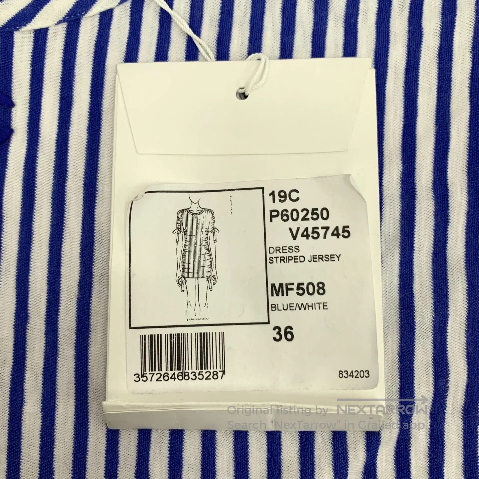 Chanel Chanel Blue Striped Cotton Crew Neck Short Sleeve Dress| Size XS / US 0-2 / IT 36-38 - 6 Thumbnail