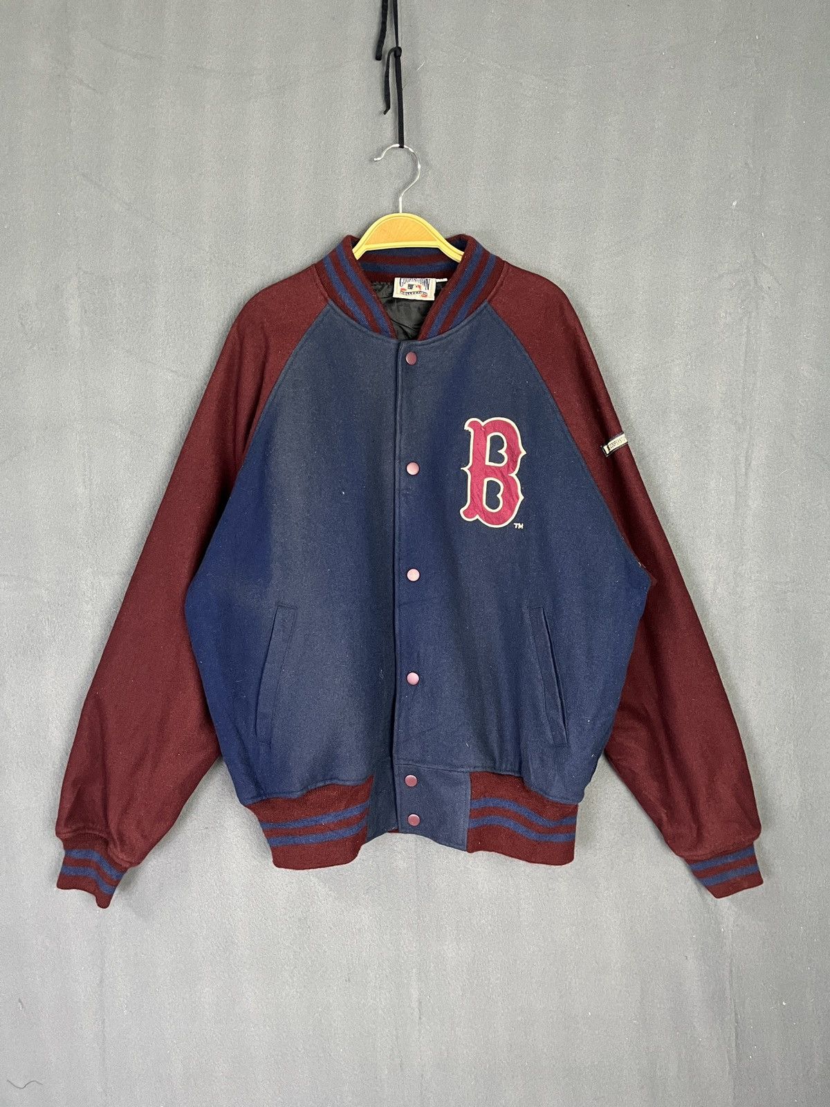Cooperstown Collection × MLB Vintage Red Sox Button Up Wool Letterman Varsity Jacket Size US M / EU 48-50 / 2 - 2 Thumbnail