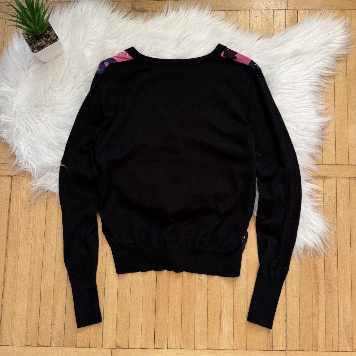 Juicy Couture 📌 Crazy Juicy Couture Black Long Sleeve Flowers Cardigan Size XS / US 0-2 / IT 36-38 - 10 Thumbnail