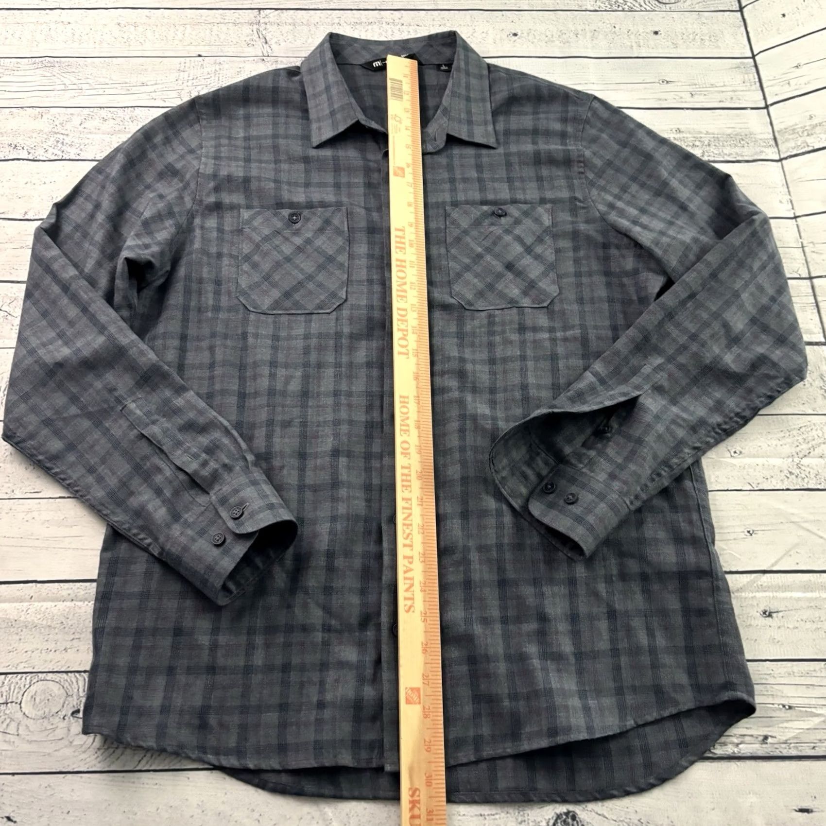 TravisMathew Travis Mathew Long Sleeve Plaid Button-Up Shirt Men's L Blue Gray Size US L / EU 52-54 / 3 - 3 Thumbnail