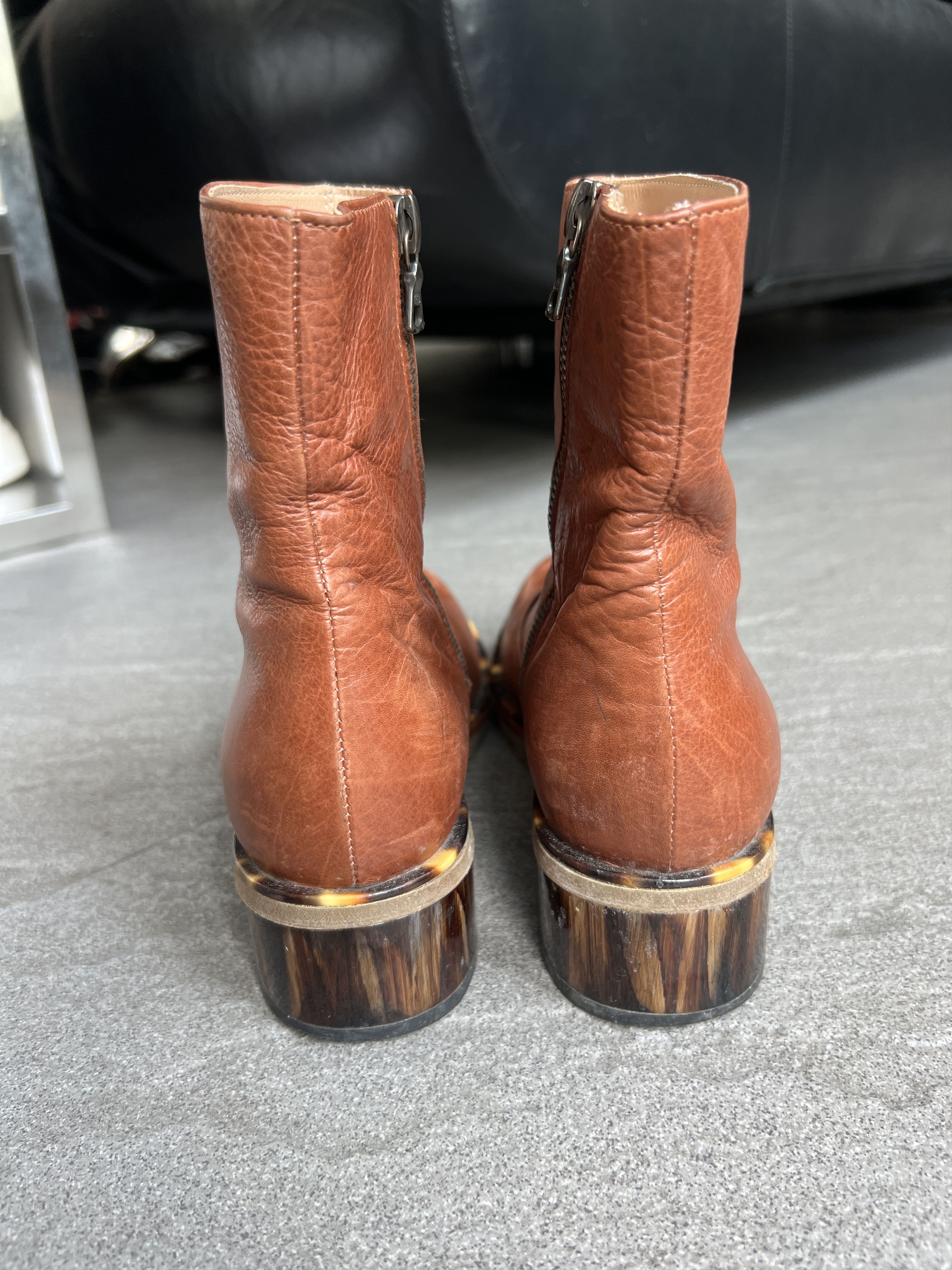 Dries Van Noten Dries Van Noten Brown Leather Tortoise Heel Boots Size US 5.5 / IT 35.5 - 6 Thumbnail