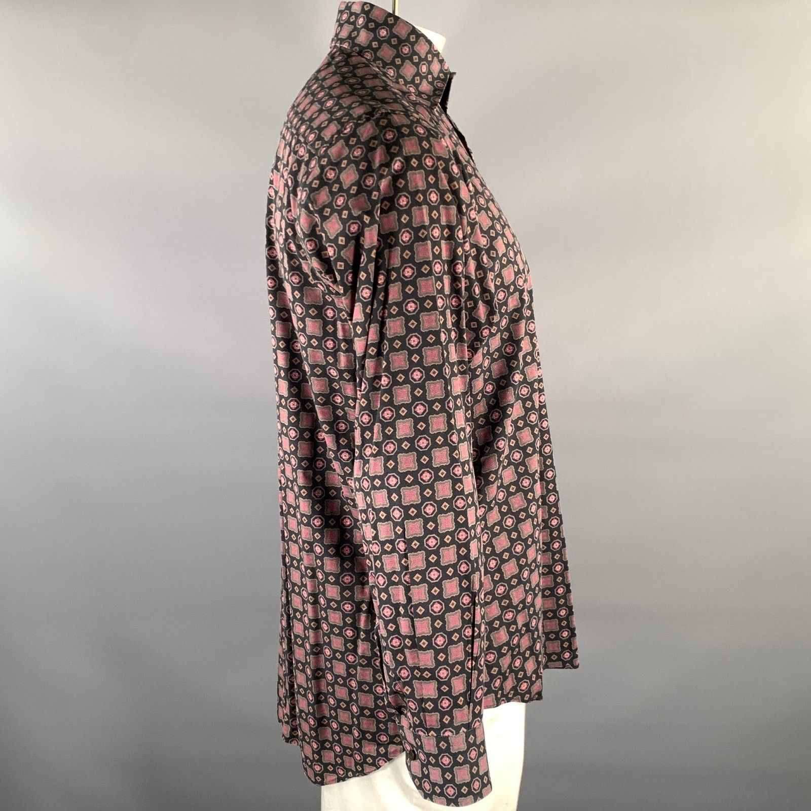 Etro ETRO XL Black Geometric Pointed Collar Long Sleeve Shirt Size US XL / EU 56 / 4 - 3 Thumbnail