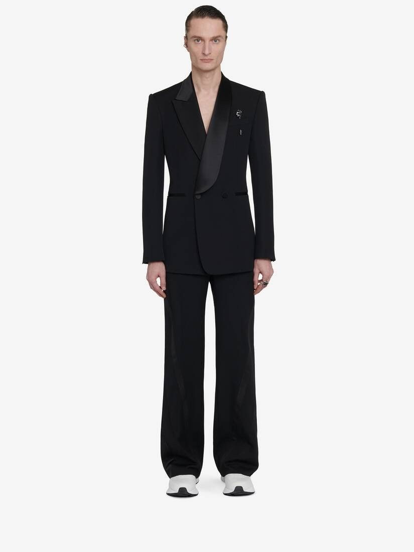 Alexander McQueen o1w1db10725 Twisted Stripe Tuxedo Trousers in Black Size US 30 / EU 46 - 2 Thumbnail