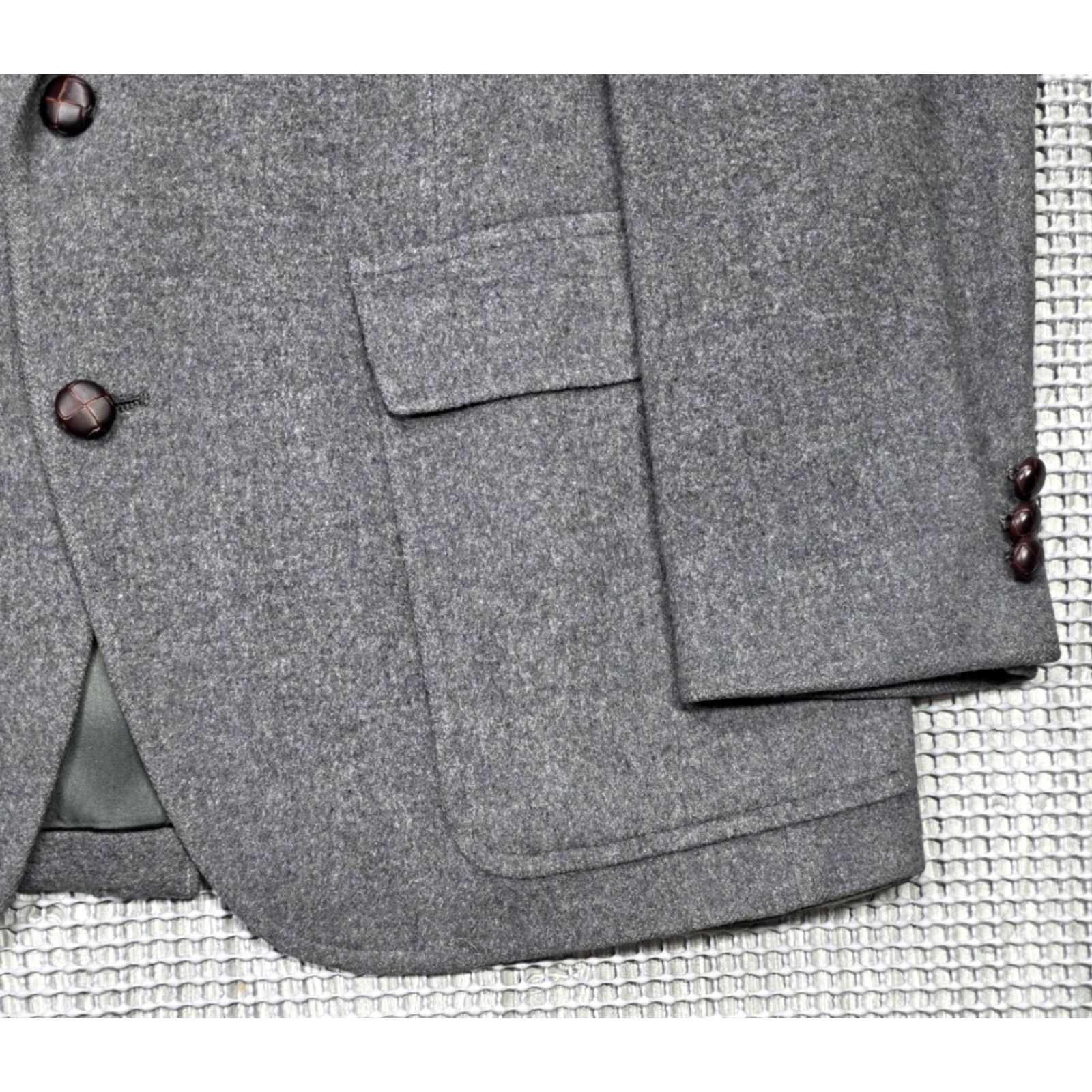 Vintage VINTAGE Palm Beach Blazer 42 Men Gray 100% Camel Hair Two-Button Leather Button Jacket Single-Breasted Casual Business Wedding Mens Men Size 42R - 5 Thumbnail
