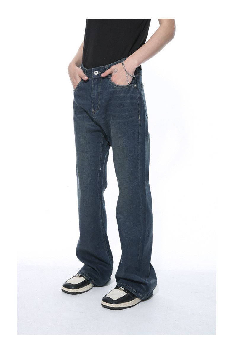 Jean Men's American-Style Blue Slim-Fit Washed Flared Jeans Size US 32 / EU 48 - 4 Thumbnail