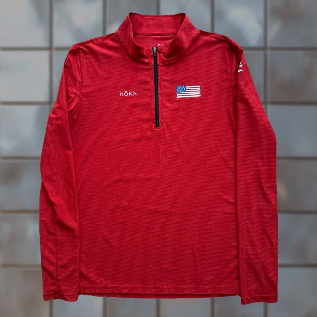 Vintage Roka 1/4 Zip Pullover Women's Large Red Lightweight USA Triathlon Sportswear Jacket Size L / US 10 / IT 46 - 1 Thumbnail