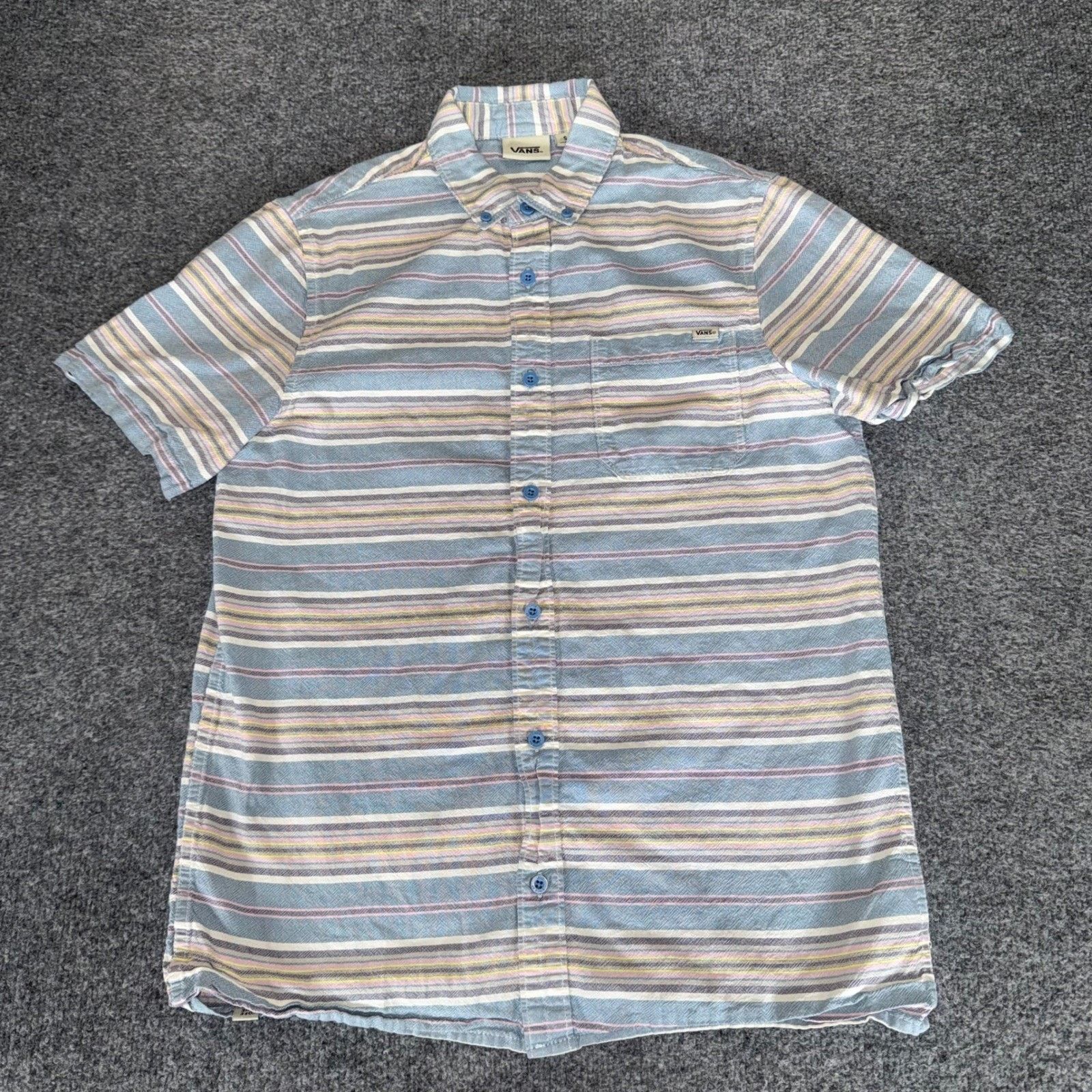 Vans Vans Mens Small Striped Cotton SS Button Down Shirt Skate Size US S / EU 44-46 / 1 - 1 Thumbnail