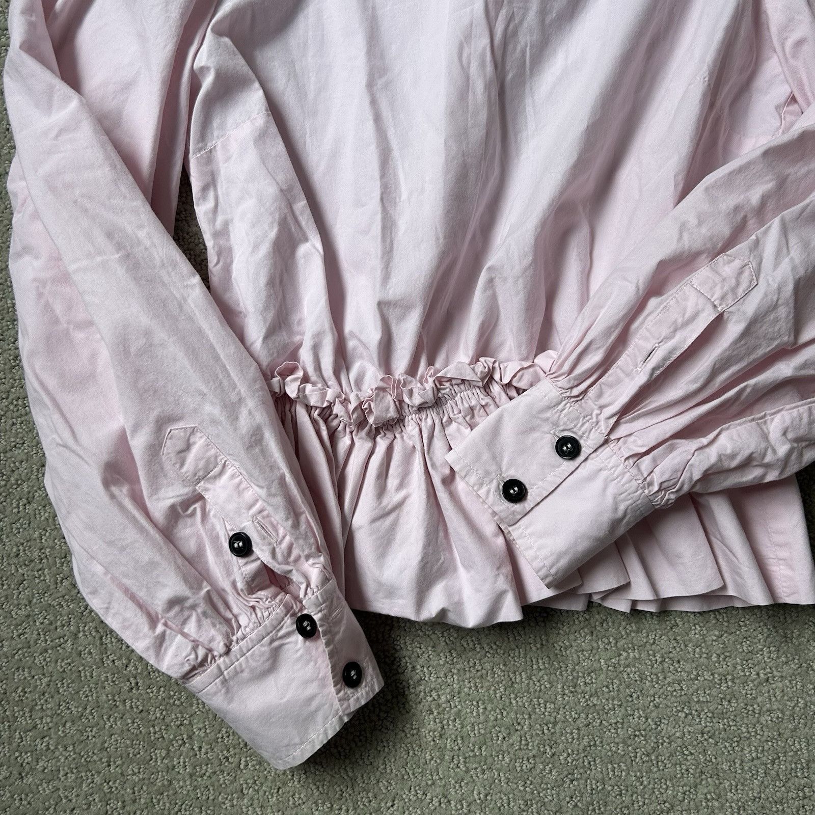 Ganni Ganni Women’s Top Pink Cotton Poplin Blouse Ruffled Cropped Size S / US 4 / IT 40 - 9 Thumbnail