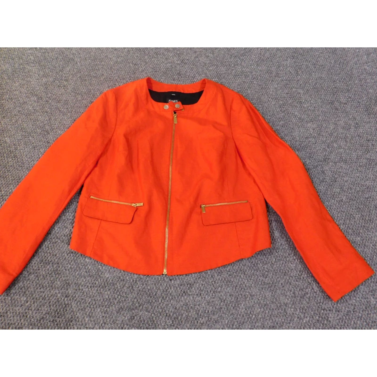 Jones New York Jones New York Jacket Womens 10 Orange Zip Sleeveless Stretch Linen Casual Plus Size Beach Basic Jacket Mens? Ladies? Size L / US 10 / IT 46 - 3 Thumbnail