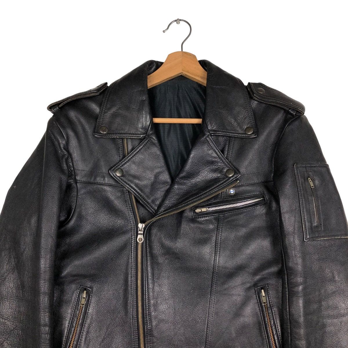 Japanese Brand 🔥VINTAGE LEATHER JACKET BIKER DOUBLE COLLAR ISSEY MIYAKE Size US M / EU 48-50 / 2 - 5 Thumbnail