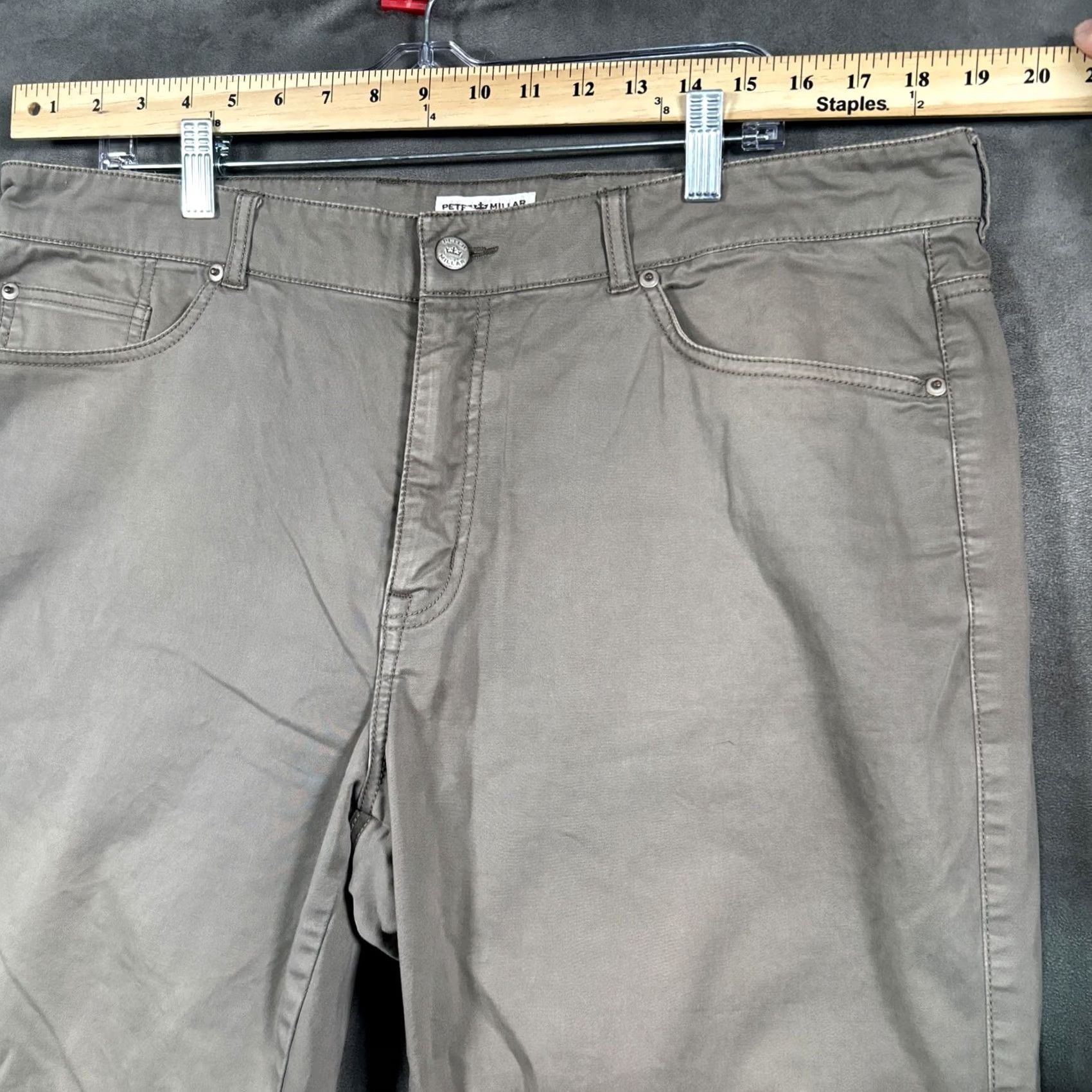 Peter Millar Peter Millar Mens 38x32 Taupe Stretch 5 Pocket Pants Casual Business Travel Size US 38 / EU 54 - 3 Thumbnail