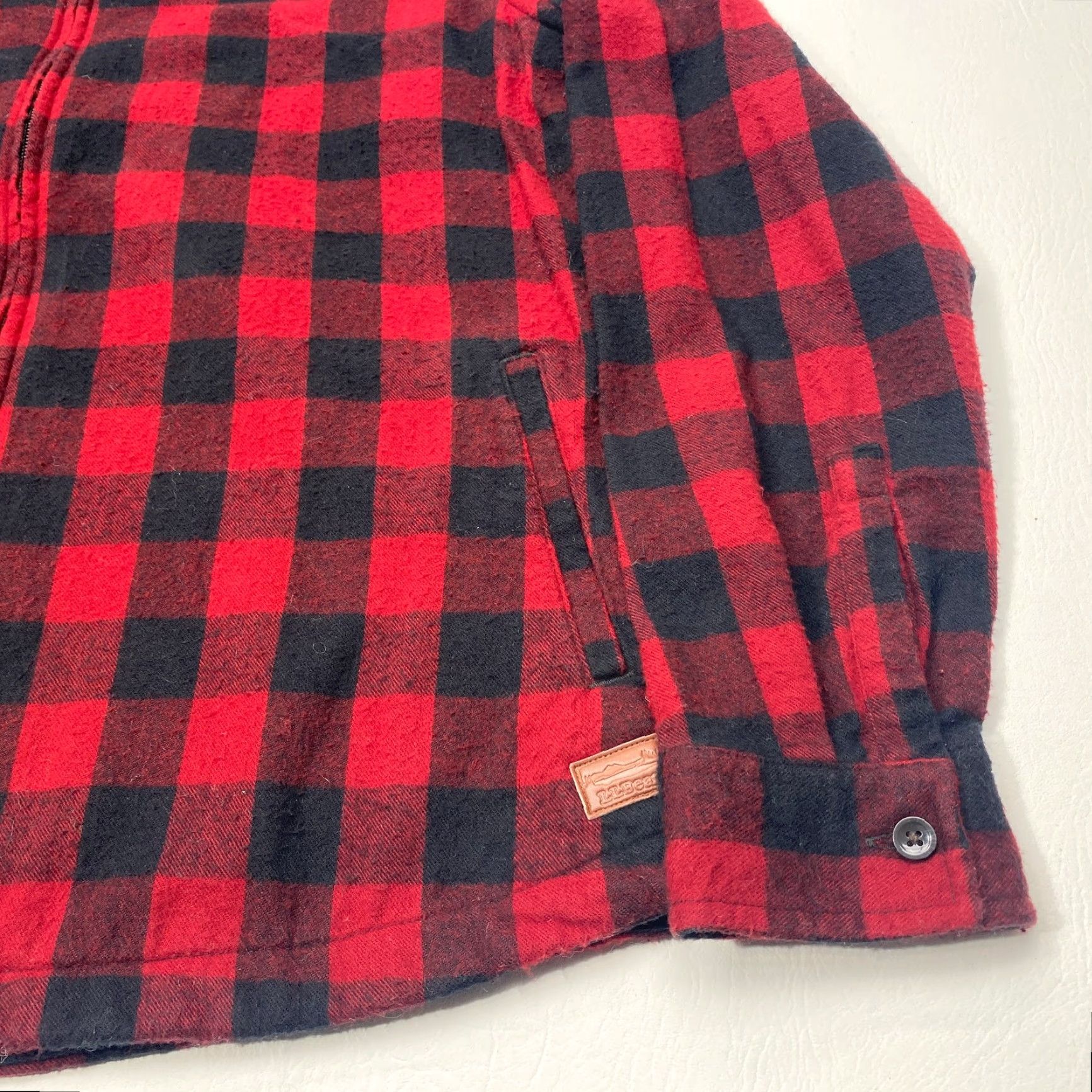Vintage LL Bean Jacket Womens Large Red Black Buffalo Plaid Flannel Hooded Zip Relaxed Size L / US 10 / IT 46 - 4 Thumbnail