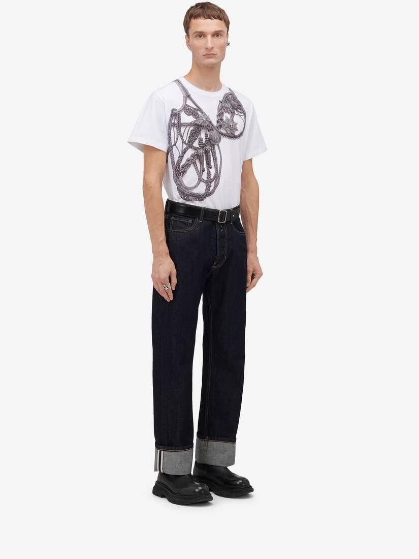 Alexander McQueen o1w1db10725 Trompe-l'œil Harness T-Shirt in White Size US L / EU 52-54 / 3 - 3 Thumbnail