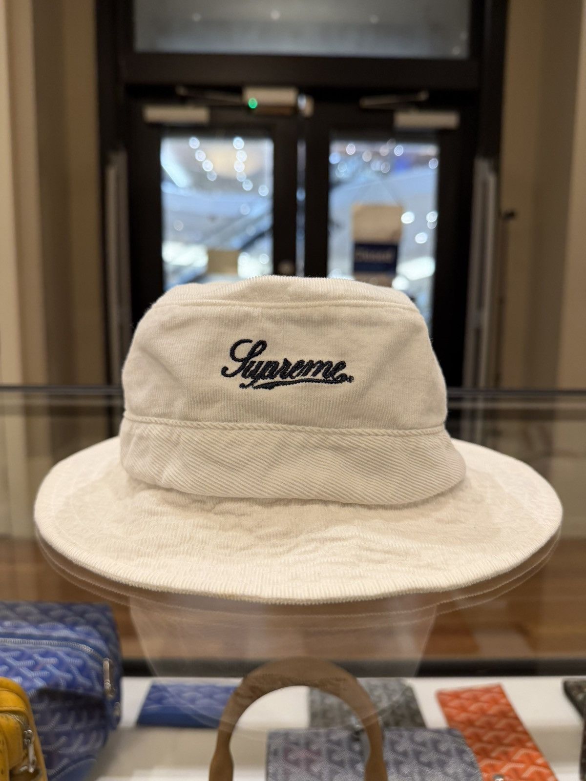 Supreme Supreme Corduroy Script Bucket Hat - White Size ONE SIZE - 1 Thumbnail