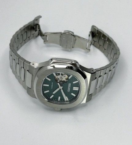 Japanese Brand Seiko Mod Nautilus Dark Green Open Dial Steel Watch 41mm Size ONE SIZE - 3 Thumbnail