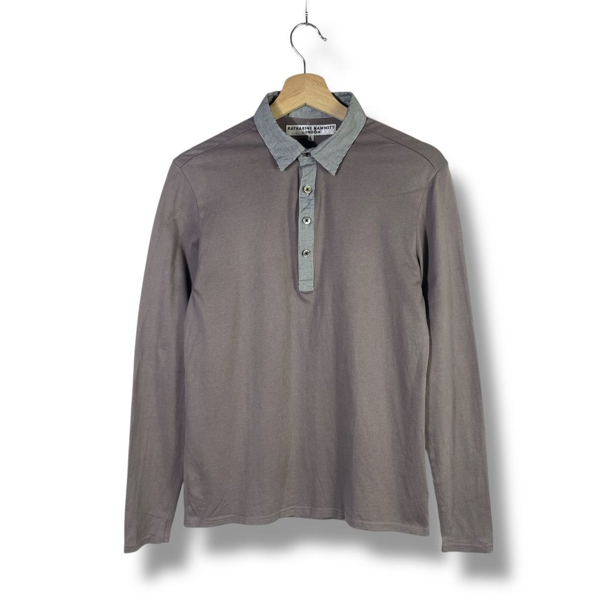 Katharine Hamnett London × Vintage Katherine Hamnett London Cut & Sewn Polo Long-sleeves Tshirt Size L / US 10 / IT 46 - 1 Thumbnail