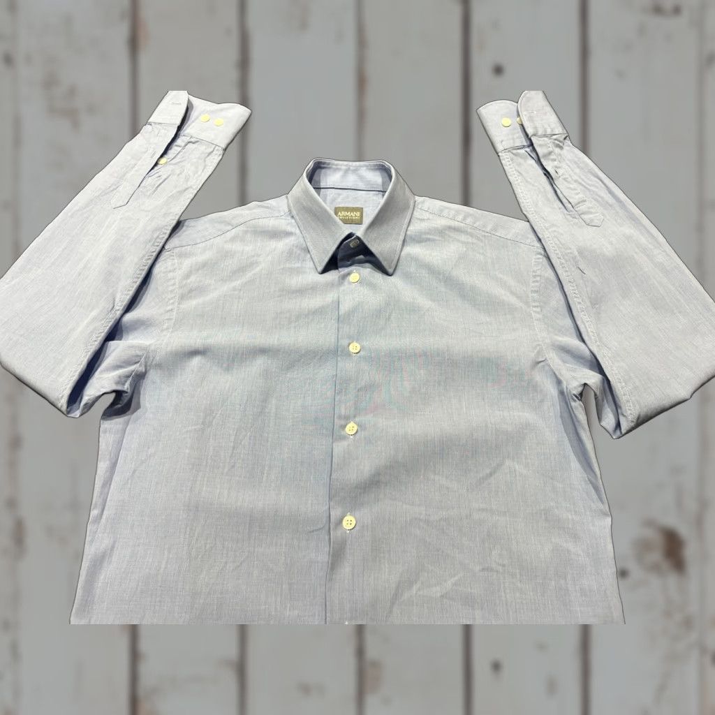 Armani Armani Collezioni Shirt Mens 38 Pink Dress Shirt Geometric 100% Cotton Long Sleeve Button Collar Point Barrel Cuff Business Formal Size 38R - 1 Thumbnail
