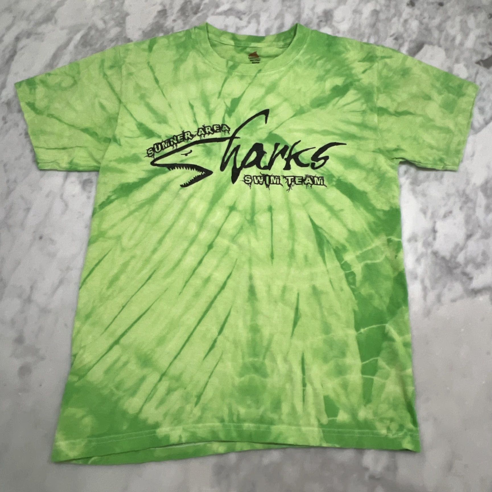 Area VINTAGE Tie-Dye Swim Team T-Shirt Double-Sided Adult Small Green Summer Swimming Mens Size US S / EU 44-46 / 1 - 2 Thumbnail