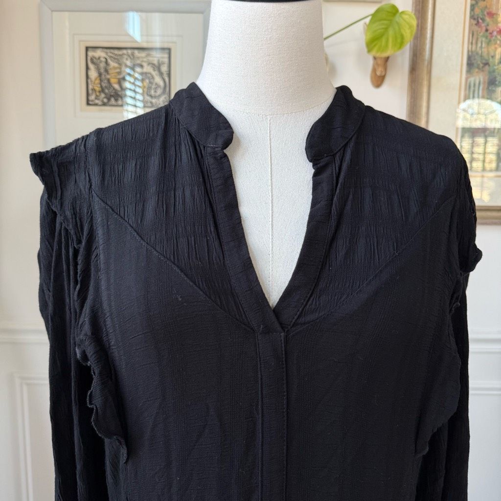 Anthropologie Anthropologie Amadi Rossi Ruffled Tunic Black 3/4 Sleeves Dr Size M / US 6-8 / IT 42-44 - 3 Thumbnail