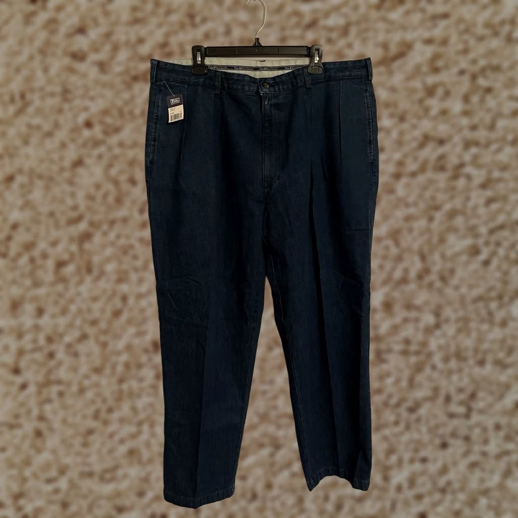Polo Ralph Lauren VINTAGE Polo Ralph Lauren Denim Jean Pleated Andrew Pants - Men's 42x32 - New Size US XL / EU 56 / 4 - 1 Thumbnail