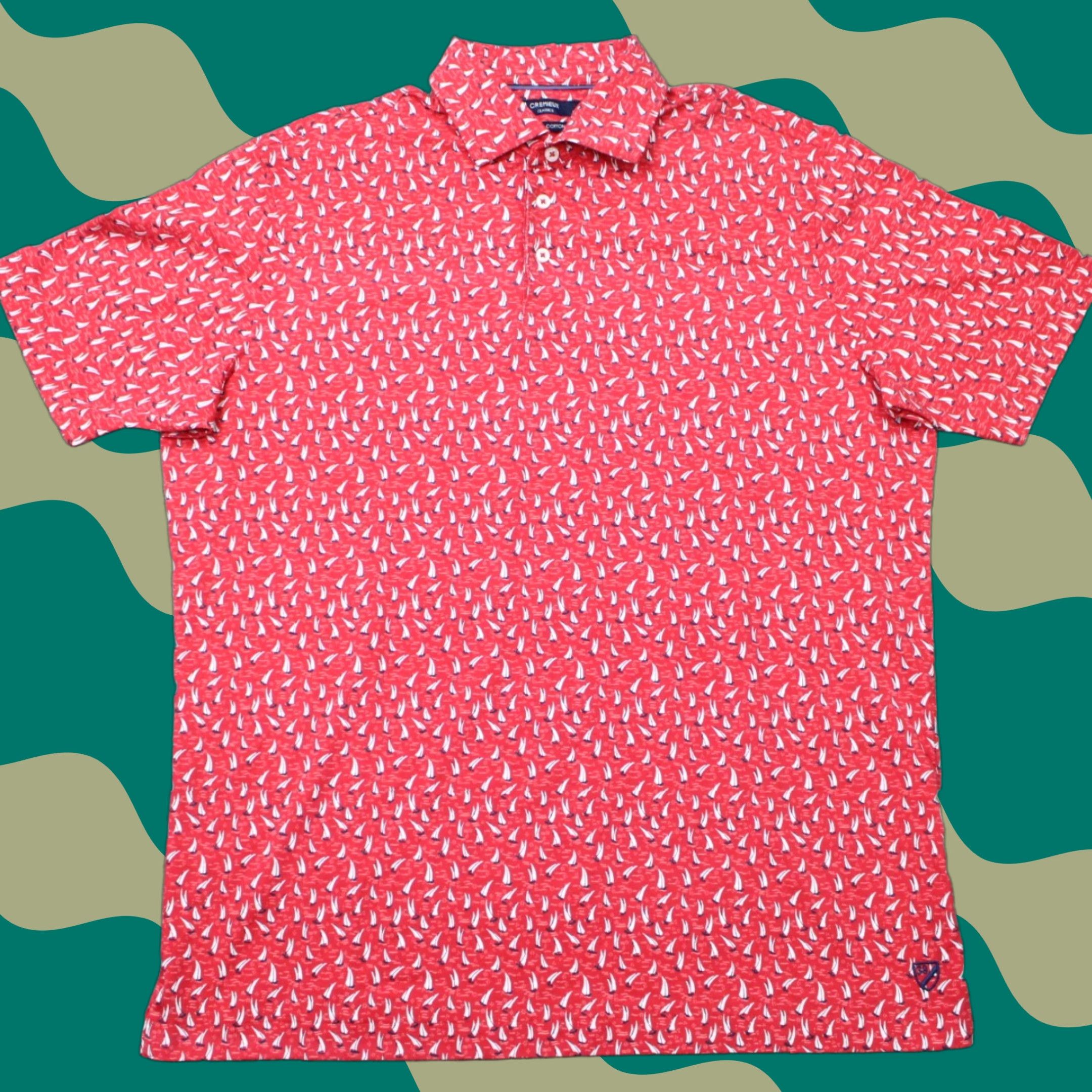 Cremieux Cremieux Classics Polo Shirt Mens Large Red Sailboat All Over Print Short Sleeve Shirt Size US L / EU 52-54 / 3 - 1 Thumbnail