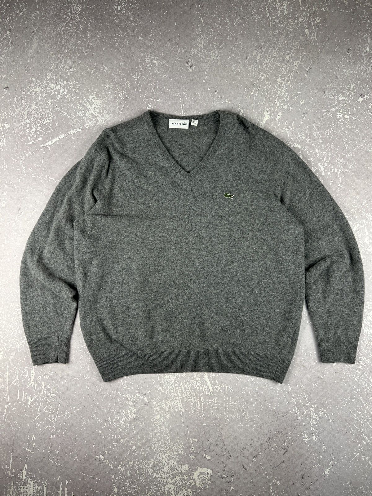Lacoste Lacoste Wool V-Neck Sweater Pullover Mens L-XL Gray Size US L / EU 52-54 / 3 - 1 Thumbnail